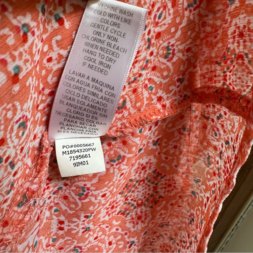 FEVER Sleeveless Coral Peach Orange Medallion Mandala Print Top women size Large - Picture 11 of 16